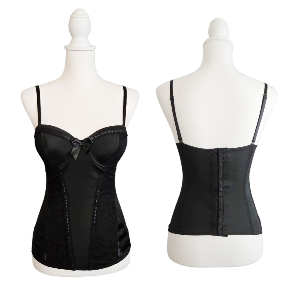 Spirit Black Lace Corset Top Medium Convertible Bustier Halloween Costume Gothic
